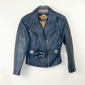 Vintage 90’s Harley-Davidson Black Leather Moto Jacket